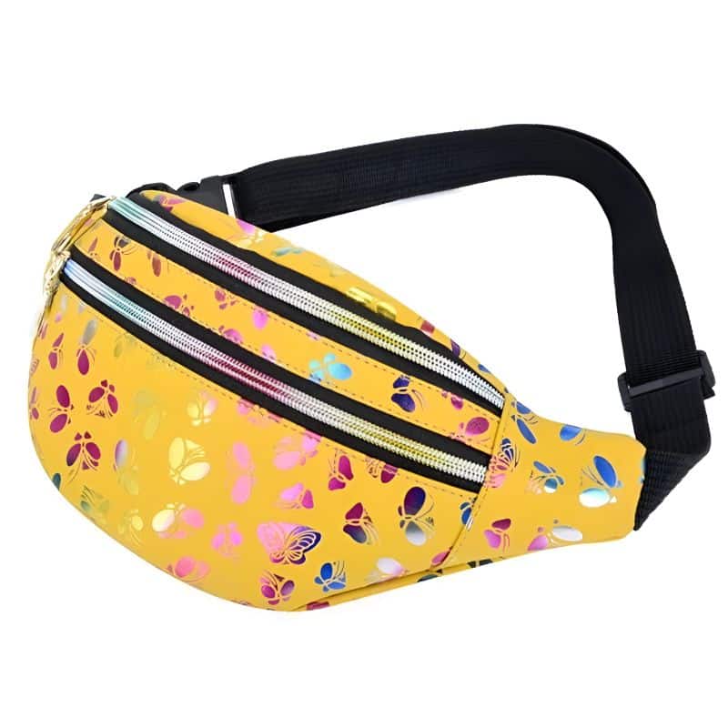 Sac banane femme pour festival jaune vue de profil