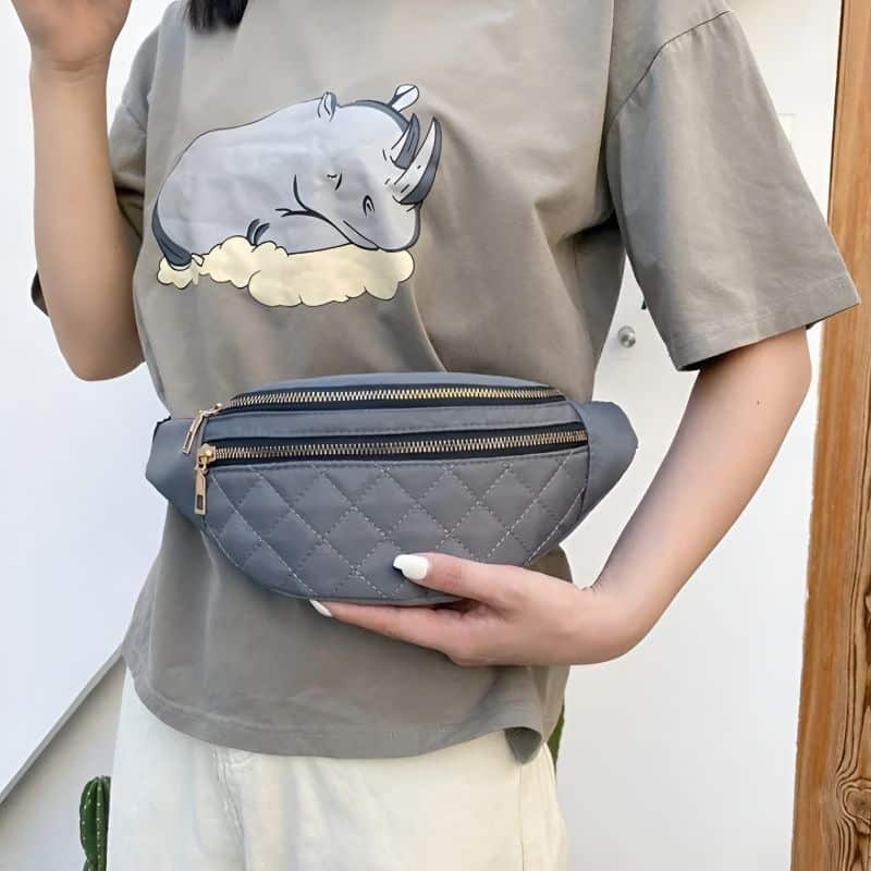 Sac banane femme pour soirée gris