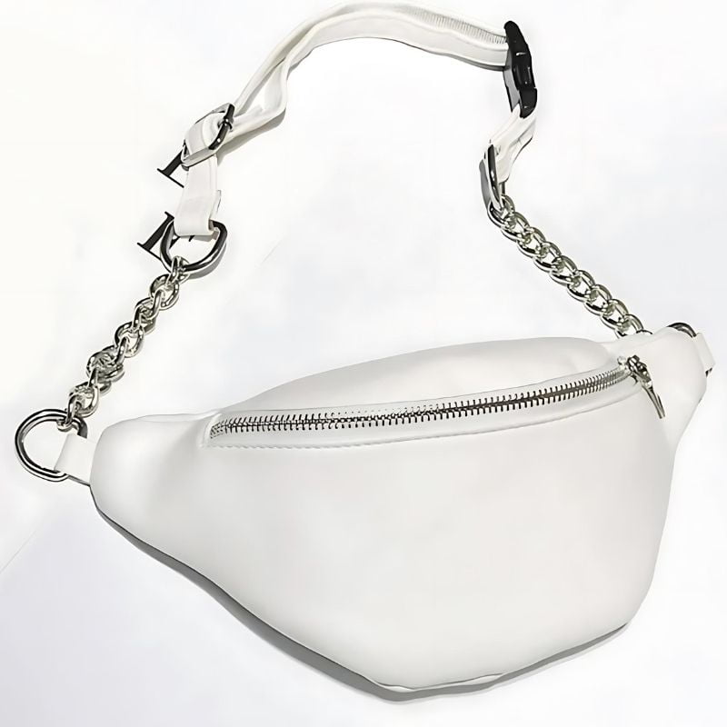 sac banane en cuir blanc pour femme desig,