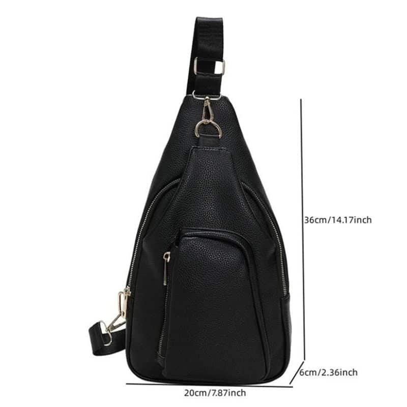 sac banane cuir grainé détails