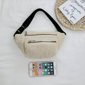 sac banane femme effet mouton beige