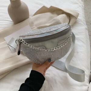 sac banane femme strass argenté