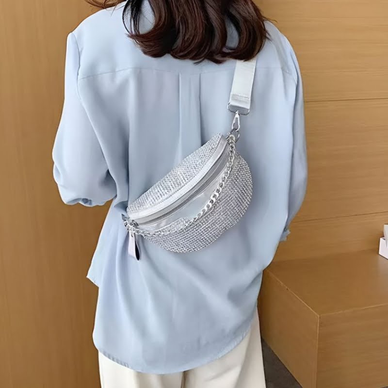 sac banane femme strass argent au dos