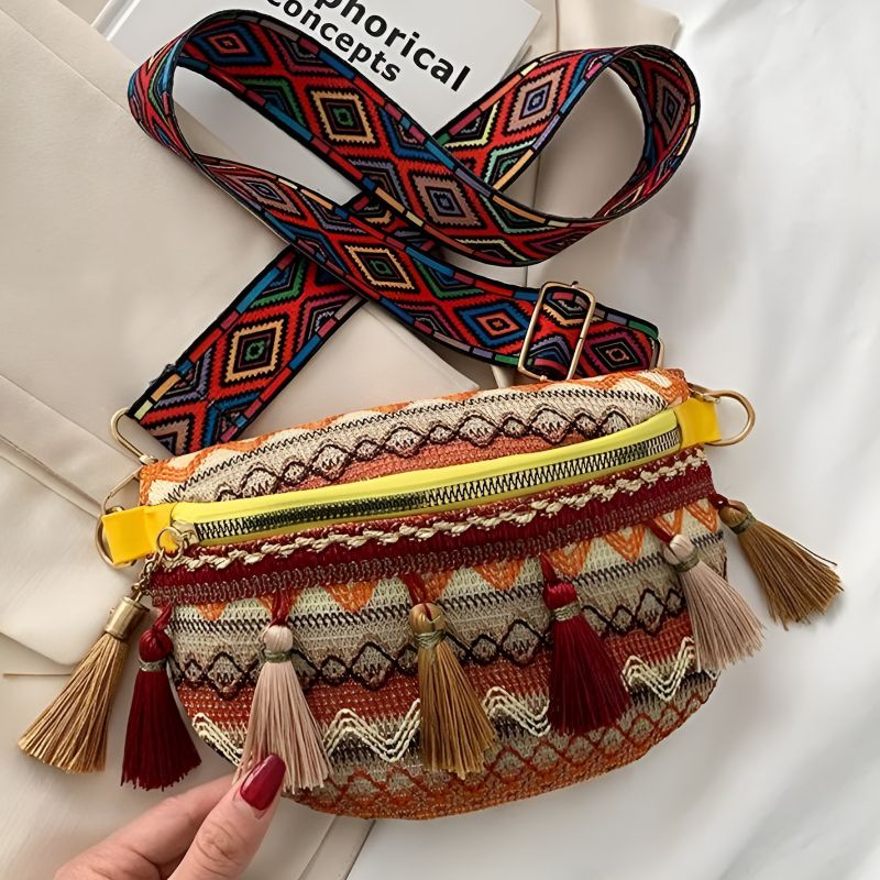 sac banane à frange ethnique