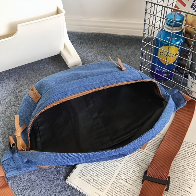 sac banane en jean porté vue intérieur
