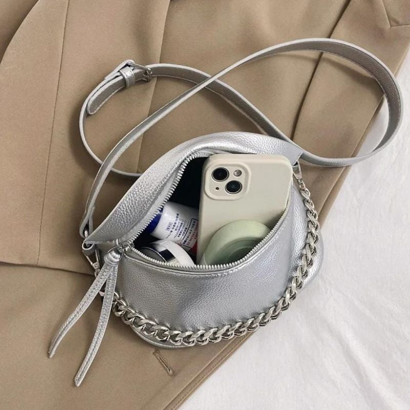 sac banane argenté femme qualité