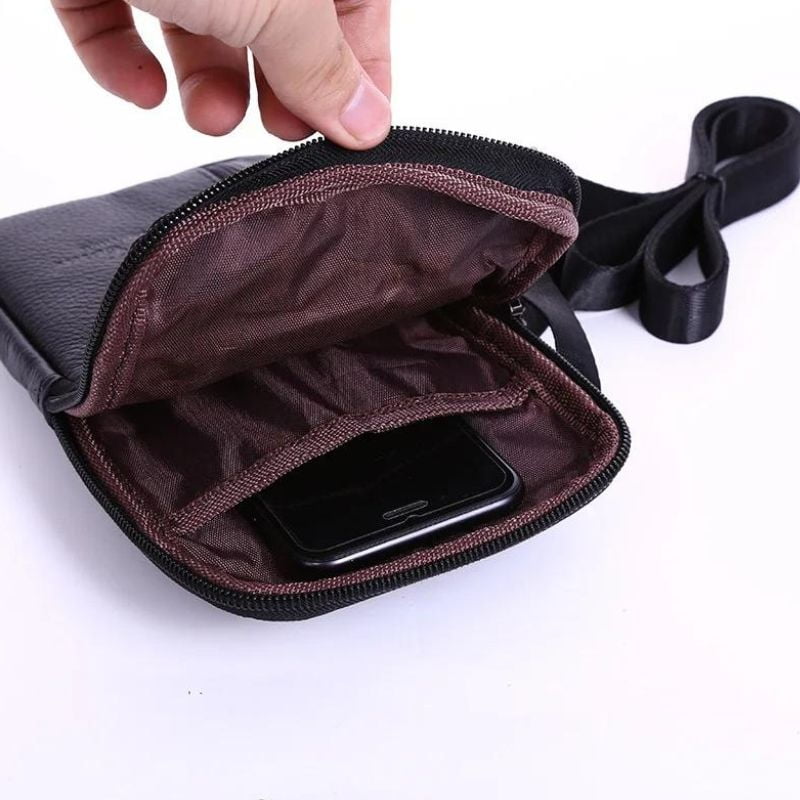sac banane cuir homme taille passeport durable
