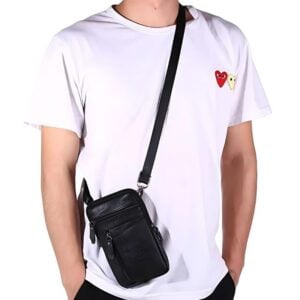 sac banane cuir homme taille passeport joli