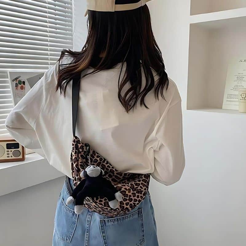 sac banane enfant leopard joli