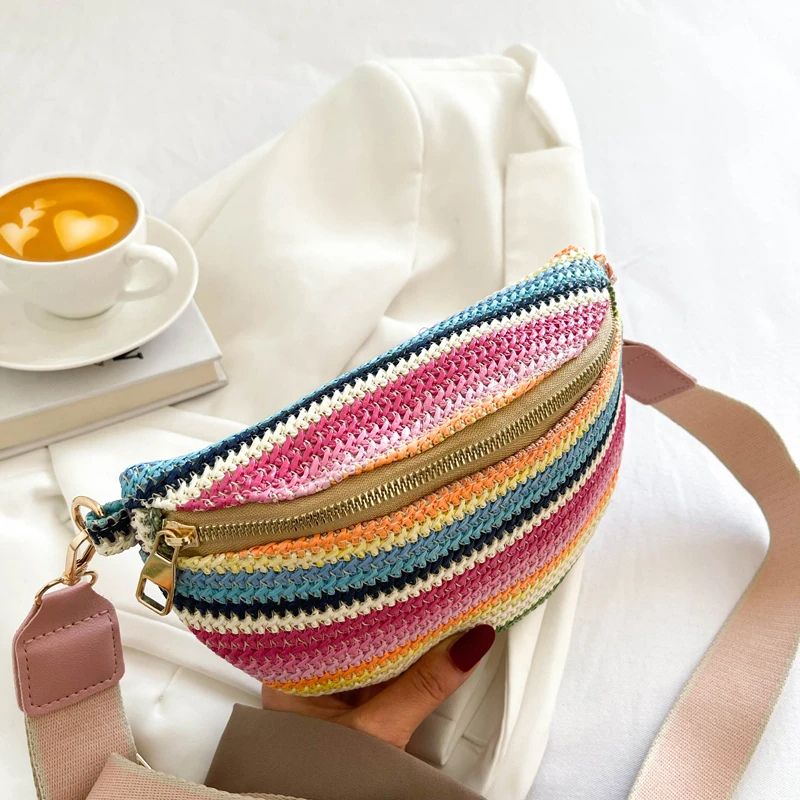 sac banane fait main tissé multicolore