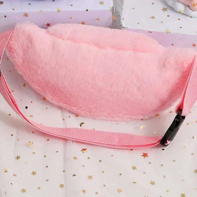 sac banane fille rose fourrure design