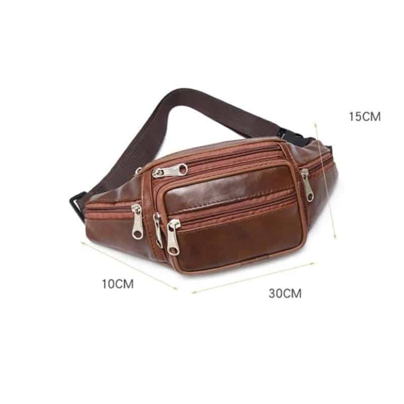 sac banane homme cuir marron design
