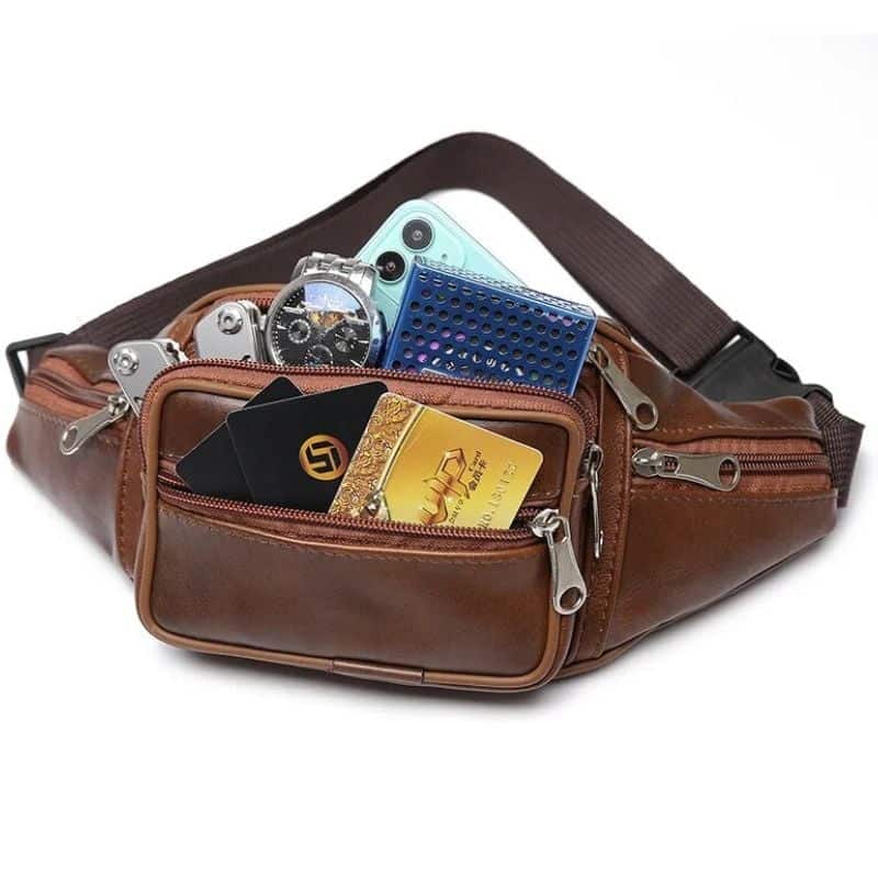 sac banane homme cuir marron joli