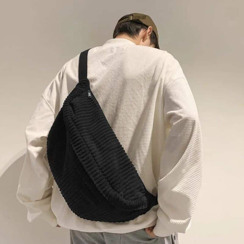 sac banane homme velours joli