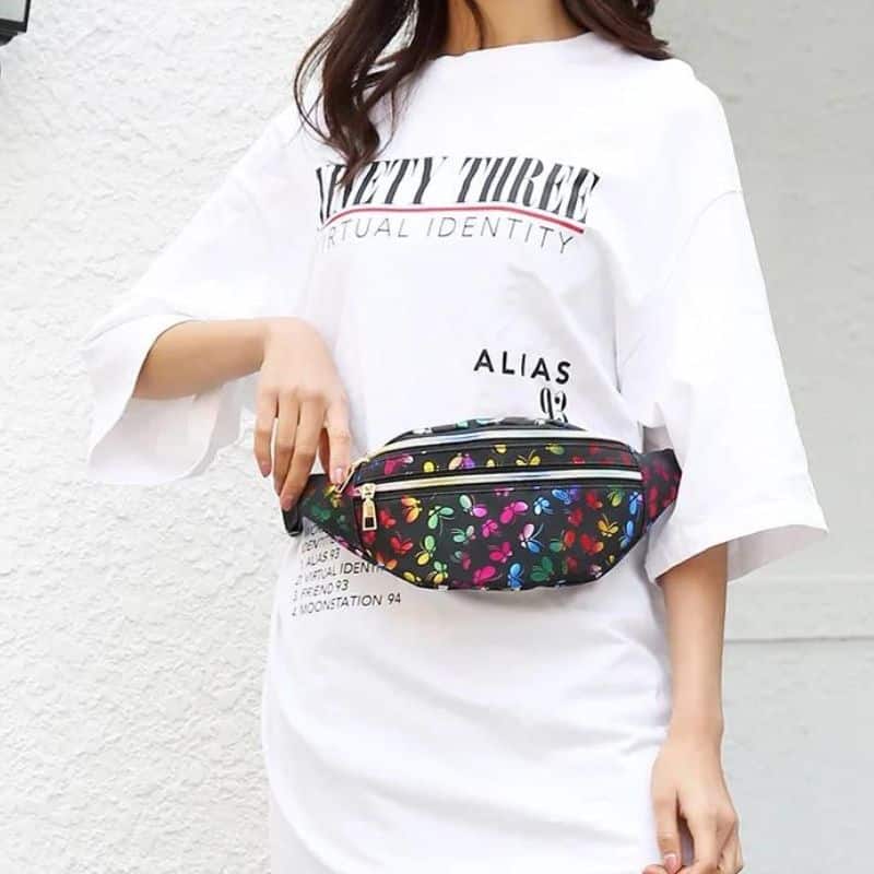 sac banane imprimé papillon mignon