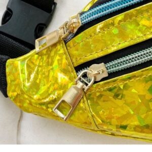 sac banane jaune paillette fermetures or