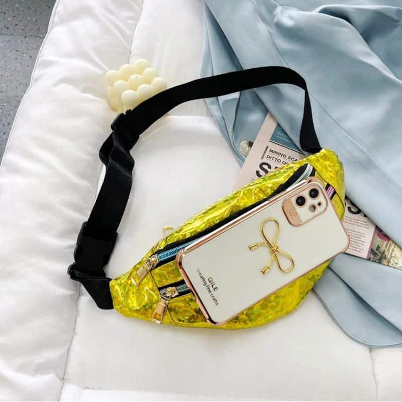 sac banane jaune paillette pour iPhone