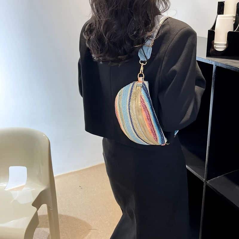 sac banane multicolore bleu dos