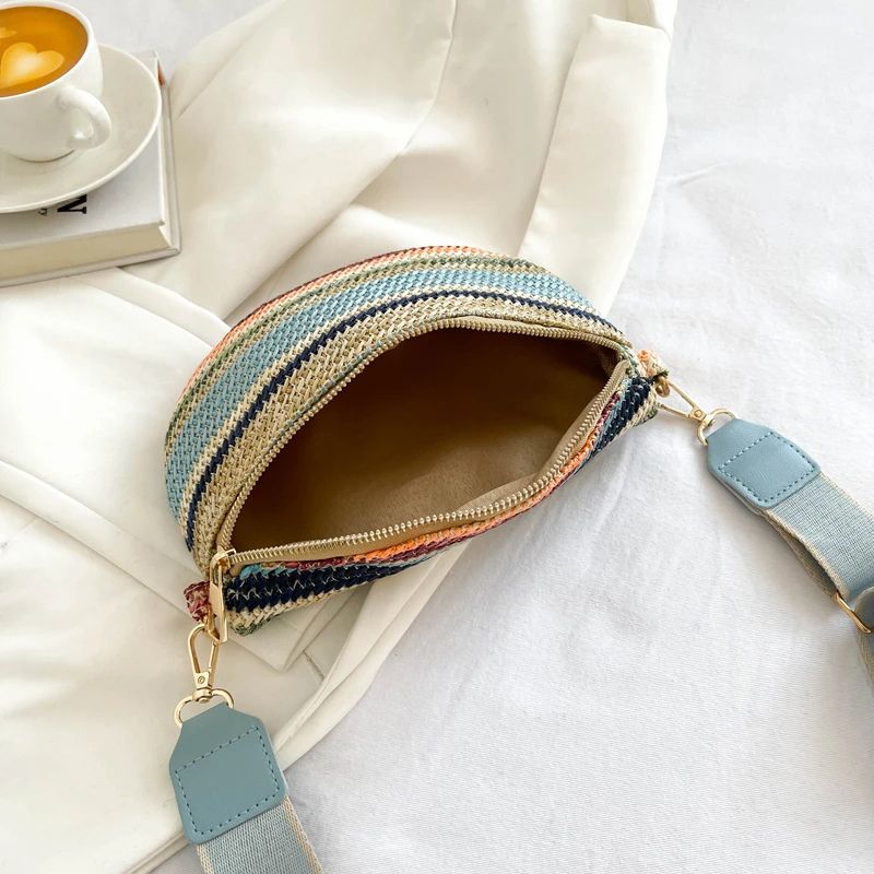 sac banane multicolore bleu ouvert