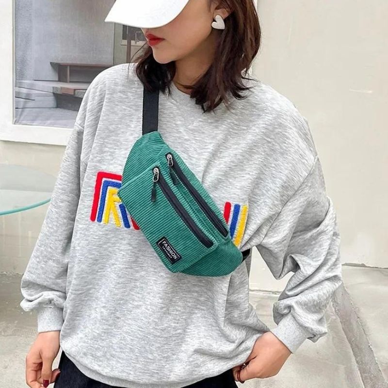 sac banane velours vert joli