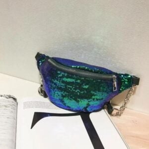 Sac banane vert paillette