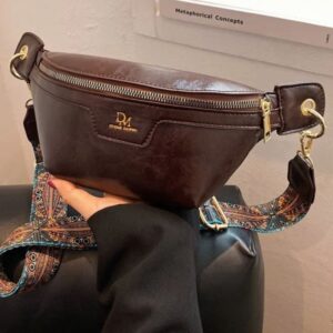 banane vintage en bandoulière cuir café