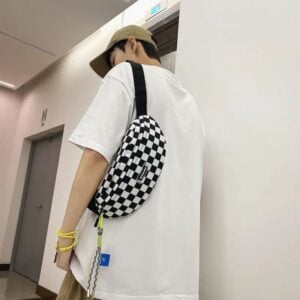 sac banane à carreaux bandouliere épaule
