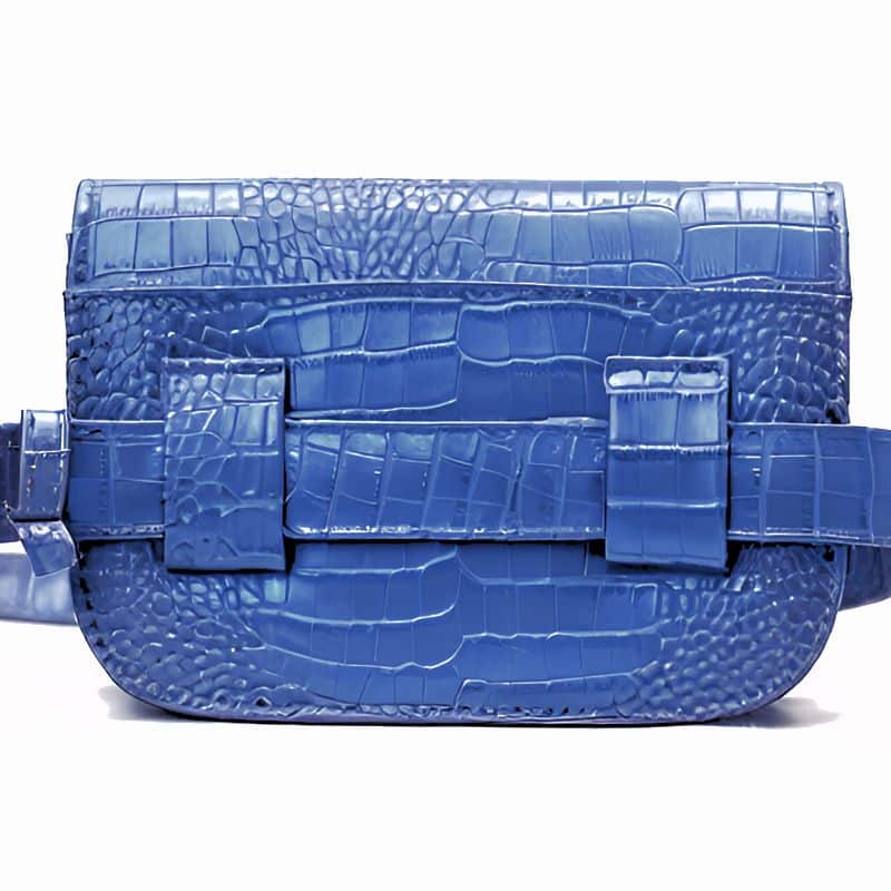 sac banane bleu crocodile vu de dos