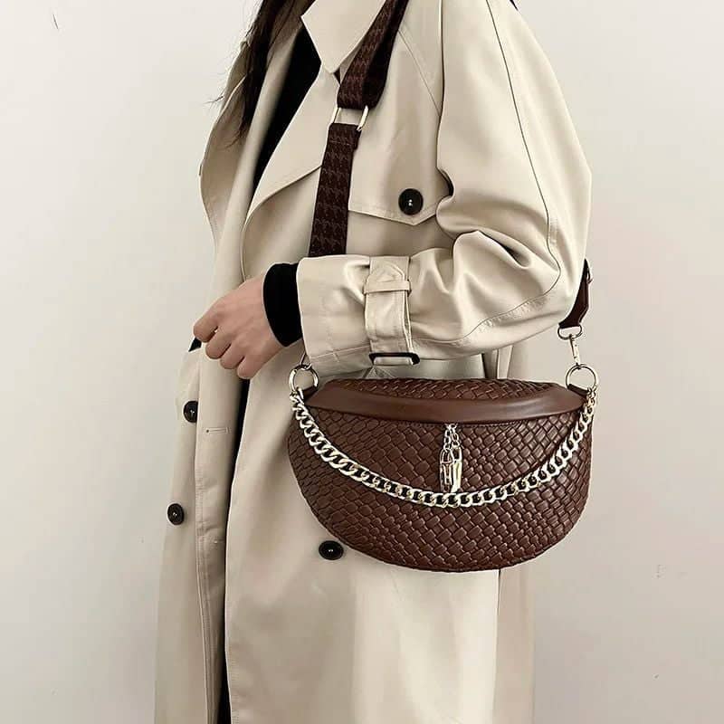 sac banane cuir et tresse épaule